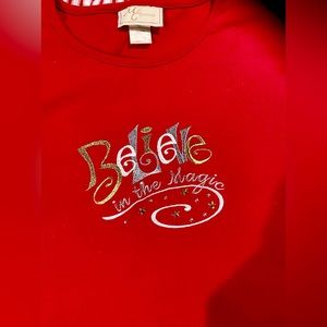 🎅🏻M&C Sportswear Believe in the Magic Silver & Gold Cotton Long Sleeve Tee XL